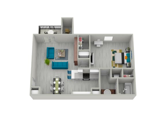 Floor Plan  800 Square-Feet 1 Bed 1 Bath Belmont Renovated Floor Plan at Timber at the Bay, Mississippi