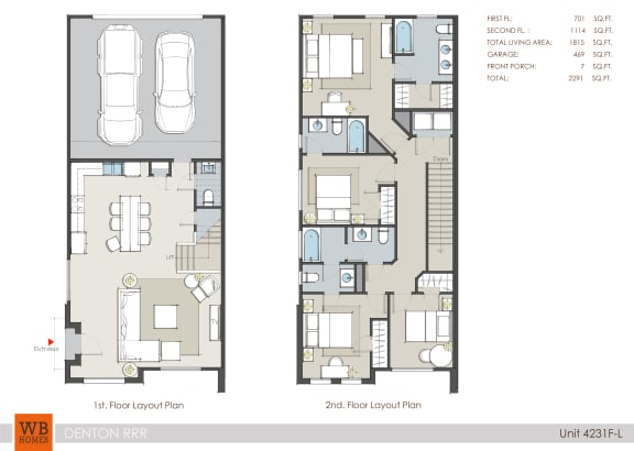 Floor Plan  4 bedroom 3.5 bathroom 4231F Floor Plan at The Residences at Rayzor Ranch, Denton, TX, 76207