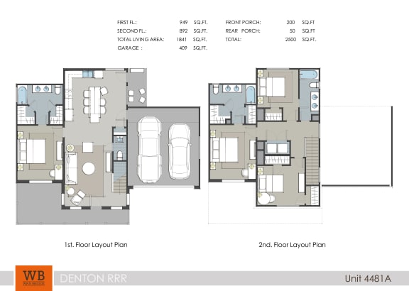 4 bedroom 3.5 bathroom 4481 Floor Plan at The Residences at Rayzor Ranch, Denton, Texas