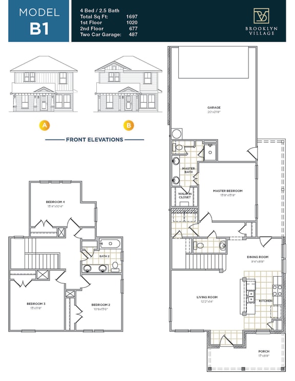 4 bedroom 2.5 bath floor plan  at Brooklyn Village Forney, Forney, TX, 75126
