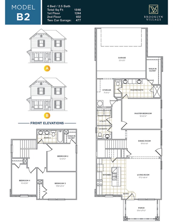 4 bedroom 2.5 bath floor plan A at Brooklyn Village Forney, Forney, 75126