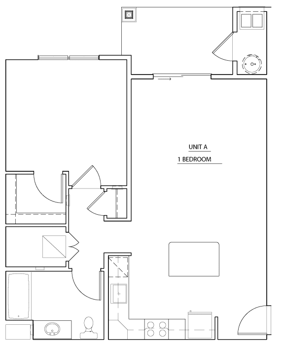 Floor Plan  1 Bedroom Floor Plan at Cambria Place, Pennsylvania, 17015