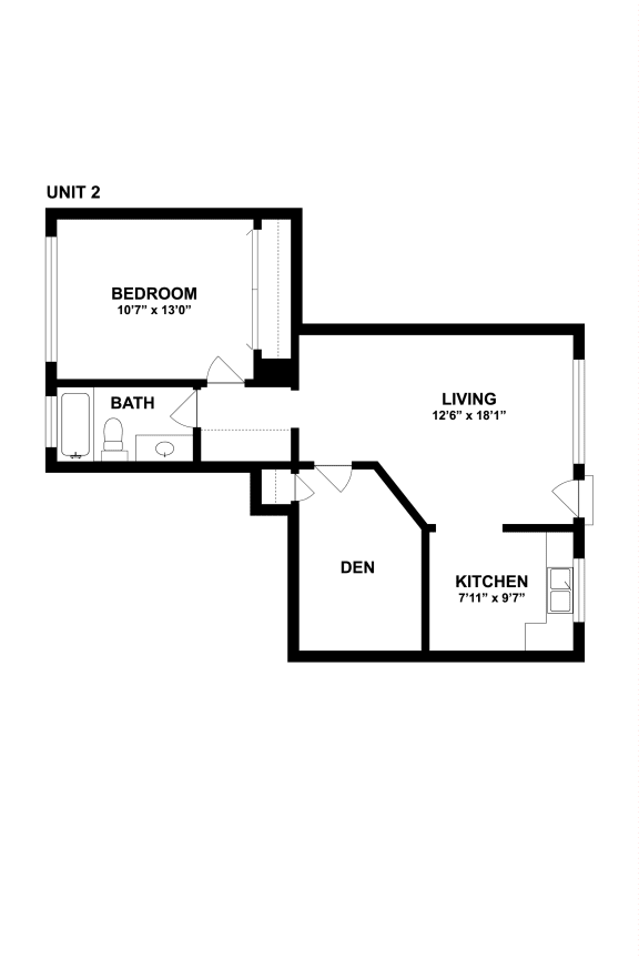 One Bedroom &#x2B; Den Floor Plan