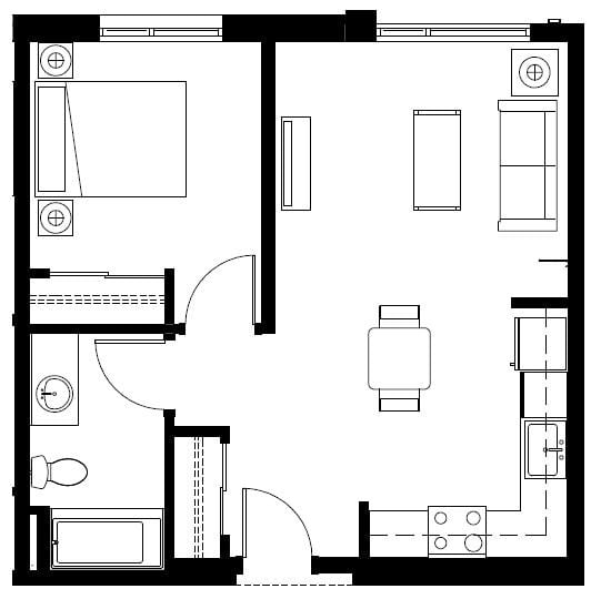  Floor Plan 1X1
