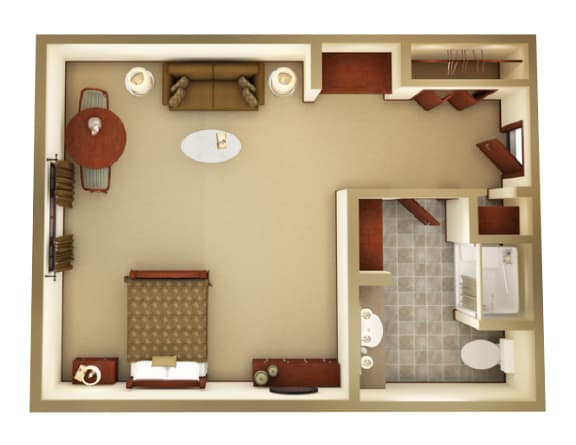 Studio living option at Aberdeen Heights Assisted Living