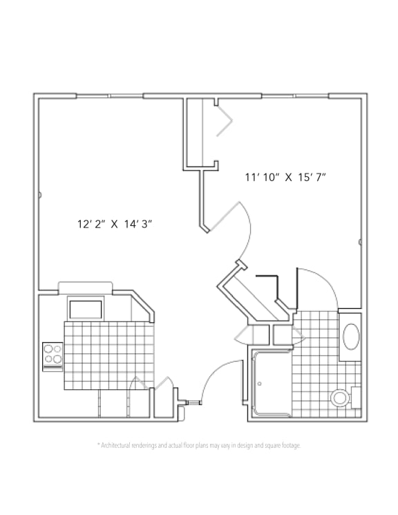 Independent Living One Bedroom floor plan at Lyndale Abilene Senior Living