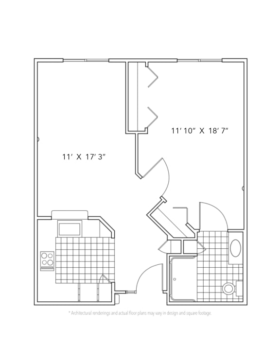 Independent Living One Bedroom floor plan at Lyndale Abilene Senior Living