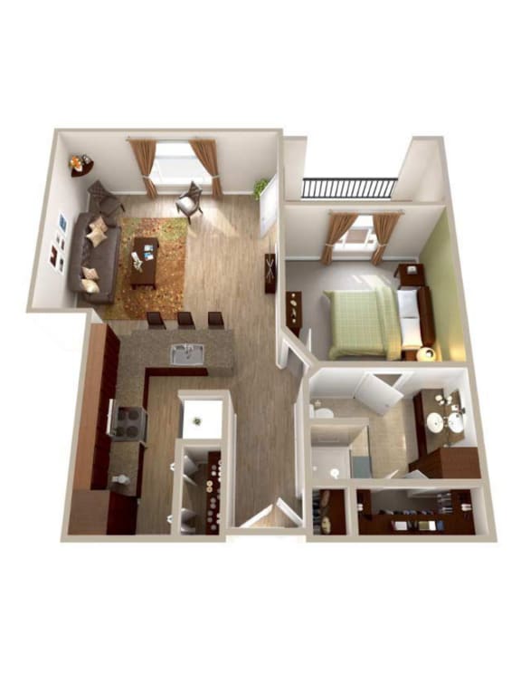 One Bedroom One Bathroom floor plan at The Viera Senior Living