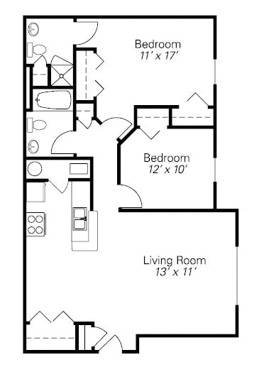  Floor Plan 2 Bedrooms 2 Bathrooms