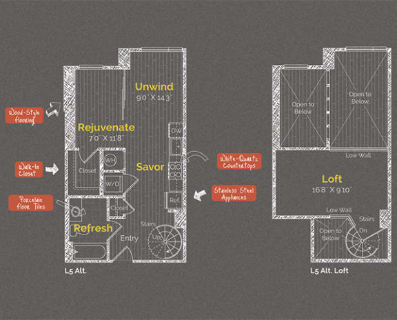 Studio 1 bathroom floor plan A at The Maxwell Apartments, Arlington, VA