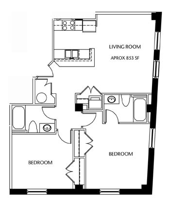 Floor Plan  2 Bedroom, 2 Bathroom