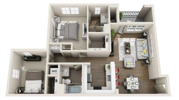  Floor Plan Two Bedroom Two Bath A
