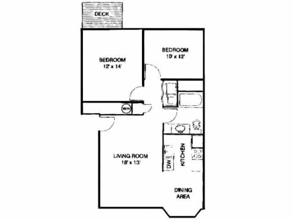 2 bedroom 1 bathroom floor plan