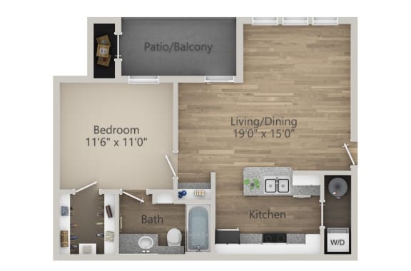 Floor Plan  1 Bedroom 1 Bath Floor Plan at Riachi at One21, Plano, TX