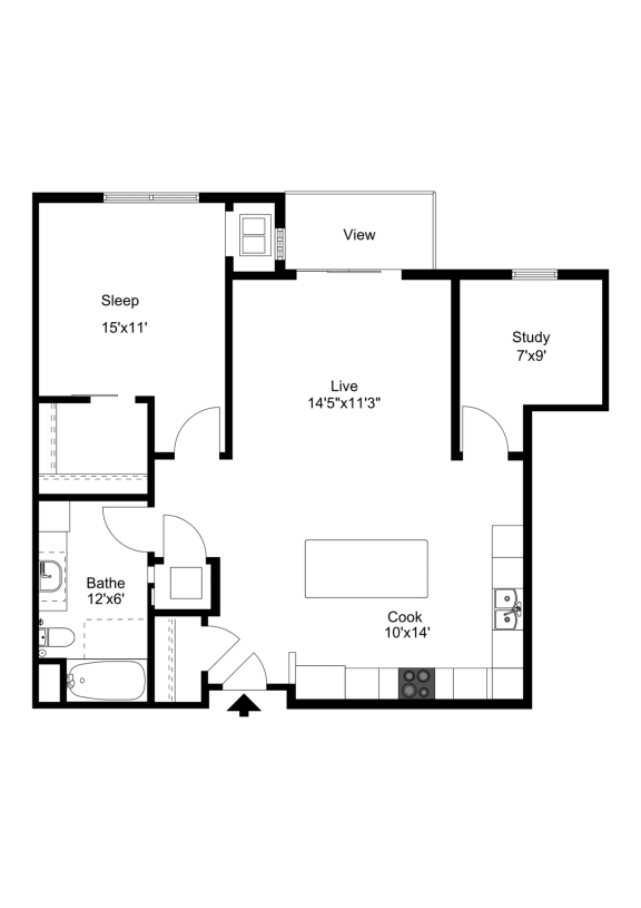 The Maple Bluff Floor Plan at One Glenn Place, Fitchburg