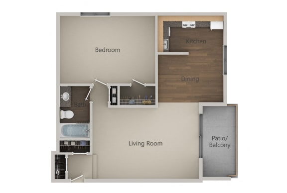 1 Bed B Floor Plan at Emerald Pointe Apartments, Vernon Hills, IL