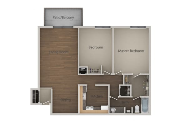 2 Bed A Floor Plan at Emerald Pointe Apartments, Vernon Hills, 60061