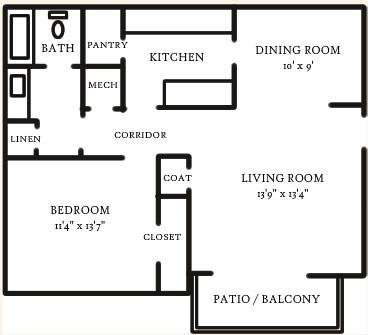  Floor Plan 1 Bedroom / 1 Bath