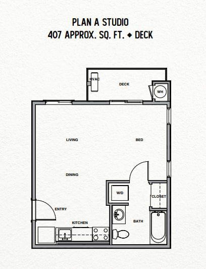 Plan A studio floorplan.