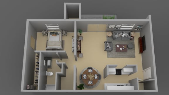 a floor plan of a 1 bedroom apartment