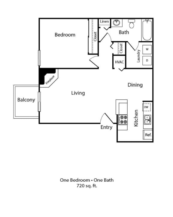 1 Bedroom, 1 Bathroom Floor Plan at Avery Park