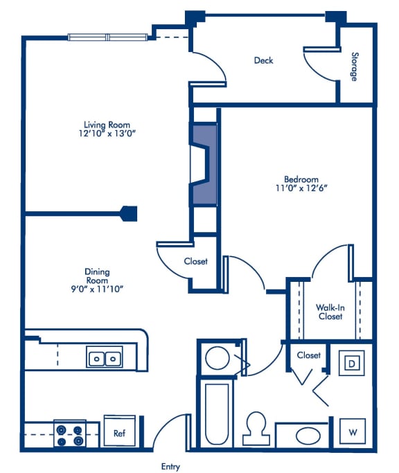 Floor Plan  1.1B floorplan with 790 square feet at The Crossings at Russett, Maryland