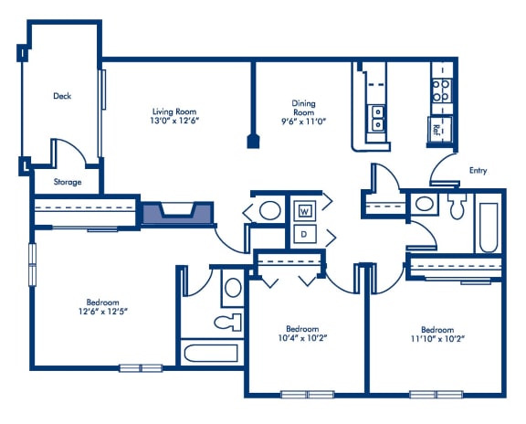 3.2A floorplan with 1218 square feet at The Crossings at Russett, Maryland, 20724