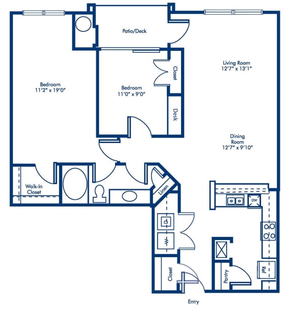 2.1 floorplan with 1029 square feet at The Crossings at Russett, Laurel, MD