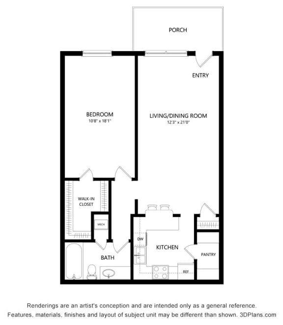1 Bedroom, 1 Bathroom floorplans at Castilian Apartments in Orlando, FL