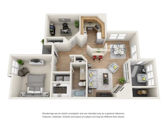 2 bed 1 bath floorplan with 895 square feet, B1 2 bed 1 bath floorplan with 895 square feet, B1 at Creekfront at Deerwood, Florida