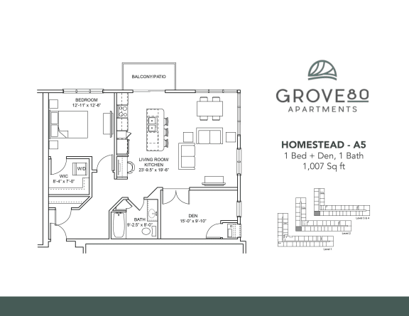 Floor Plan  Homestead - A5 Floor Plan at Grove80 Apartments, Minnesota, 55016