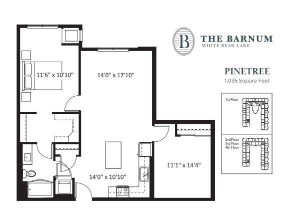 Floor Plan  Pinetree Floor Plan at The Barnum, Minnesota, 55110