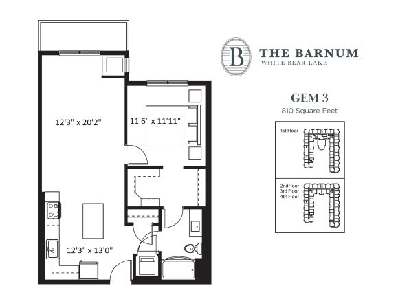 Gem Floor Plan at The Barnum, White Bear Lake, Minnesota
