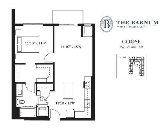 Goose Floor Plan at The Barnum, White Bear Lake, Minnesota