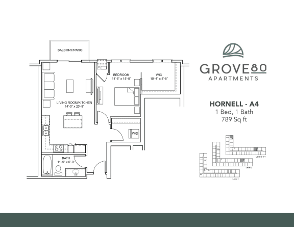 Hornell - A4 Floor Plan at Grove80 Apartments, Minnesota