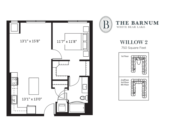 Willow Floor Plan at The Barnum, White Bear Lake, MN, 55110
