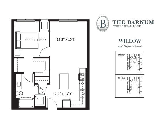 Willow Floor Plan Willow Floor Plan at The Barnum, White Bear Lake, 55110