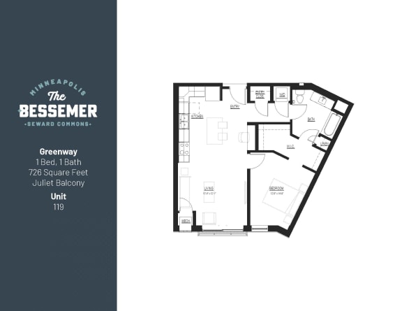 Greenway-juliet Floor Plan Greenway-juliet Floor Plan at The Bessemer at Seward Commons, Minneapolis, MN, 55404