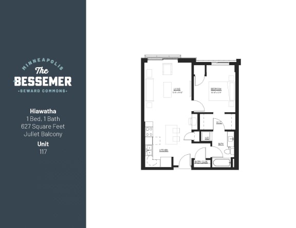 Hiawatha-juliet Floor Plan at The Bessemer at Seward Commons, Minneapolis, 55404