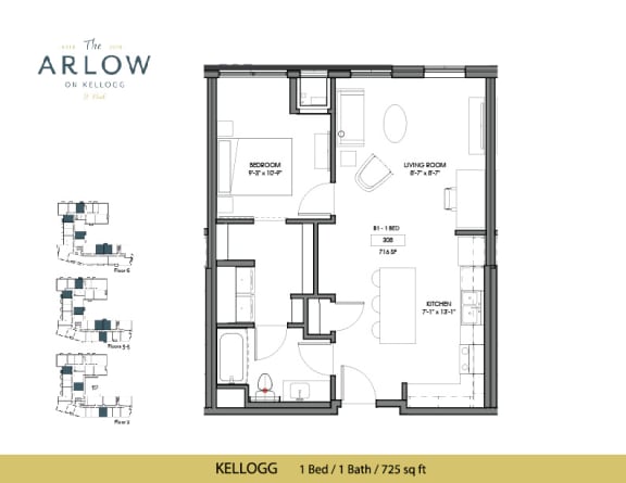 Kellogg Floor Plan at The Arlow on Kellogg, St Paul, MN, 55102