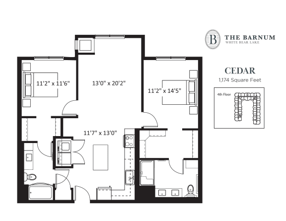 Cedar Floor Plan at The Barnum, Minnesota, 55110