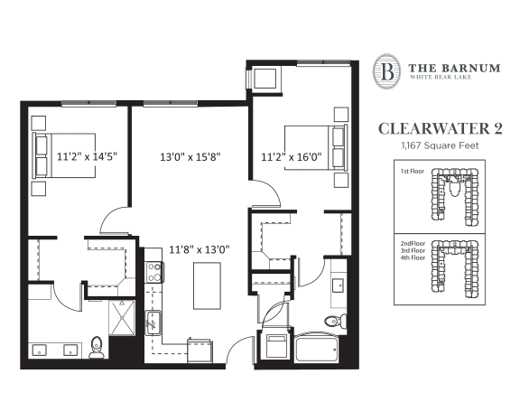 Clearwater Floor Plan at The Barnum, White Bear Lake, MN, 55110