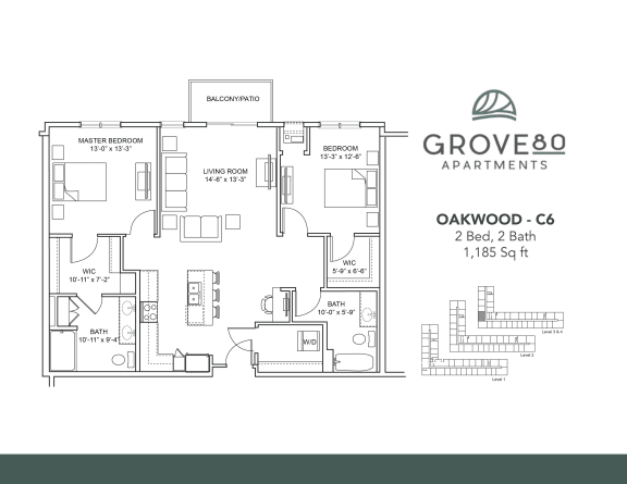 Oakwood - C6 Floor Plan at Grove80 Apartments, Cottage Grove, MN, 55016
