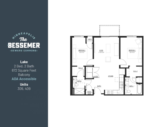 Lake-ADA Floor Plan at The Bessemer at Seward Commons, Minnesota, 55404