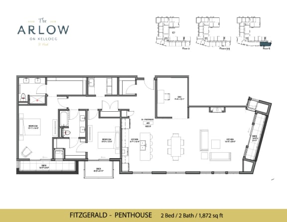 Floor Plan  Fitzgerald 2 Bedroom 2 Bathroom Floor Plan at The Arlow on Kellogg, St Paul, Minnesota