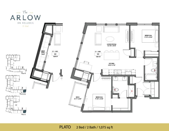 Floor Plan  2 Bedroom 2 Bathroom Floor Plan at The Arlow on Kellogg, St Paul, MN, 55102