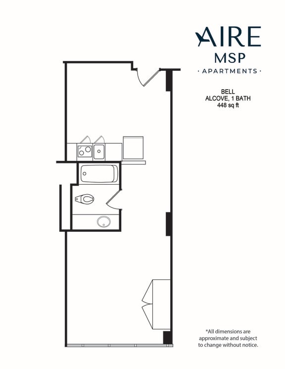 Floor Plan  AireMSP_Bell_alcove-448sf Floor planat Aire MSP Apartments, Bloomington, 55425