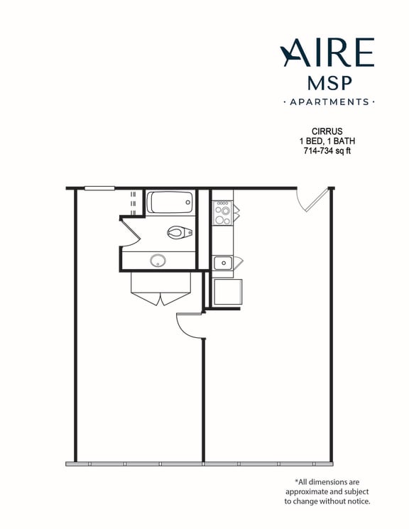 AireMSP_Cirrus_1br_714-734sf floor plam at Aire MSP Apartments, Bloomington, MN, 55425