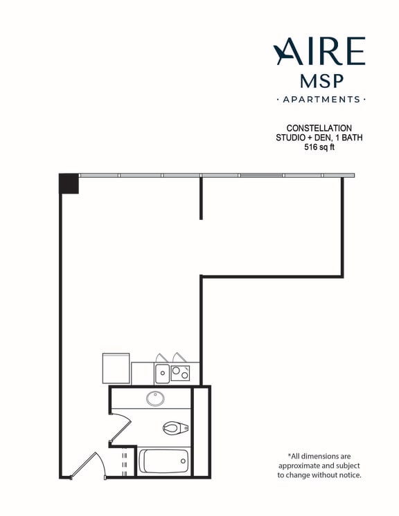 Floor Plan  AireMSP_Constellation_studio-den_516sf floor plan at Aire MSP Apartments, Minnesota