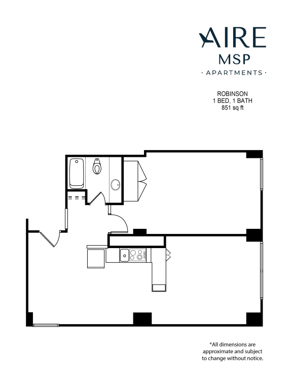 Robinson Floor Plan at Aire MSP Apartments, Minnesota, 55425